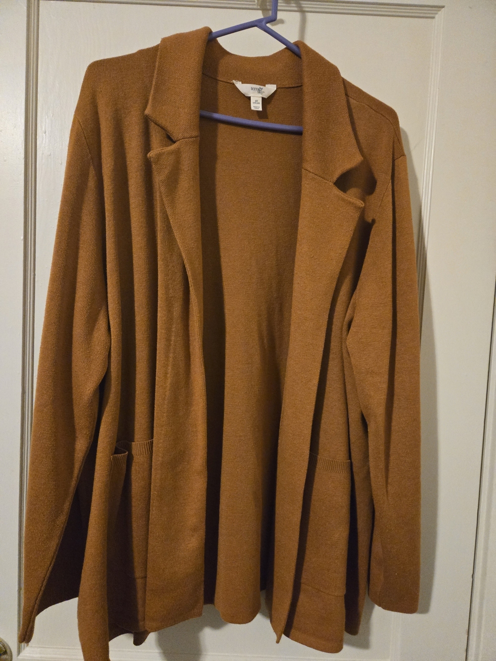Terra & Sky Open-Front Cardigan in Rust